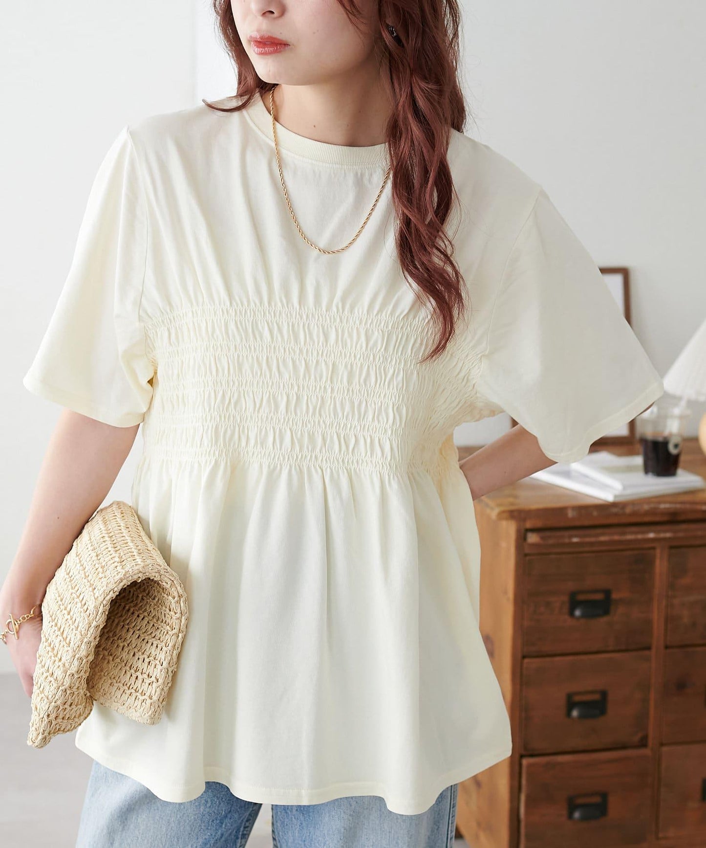 Discoat 水洗做舊抽褶設計T恤