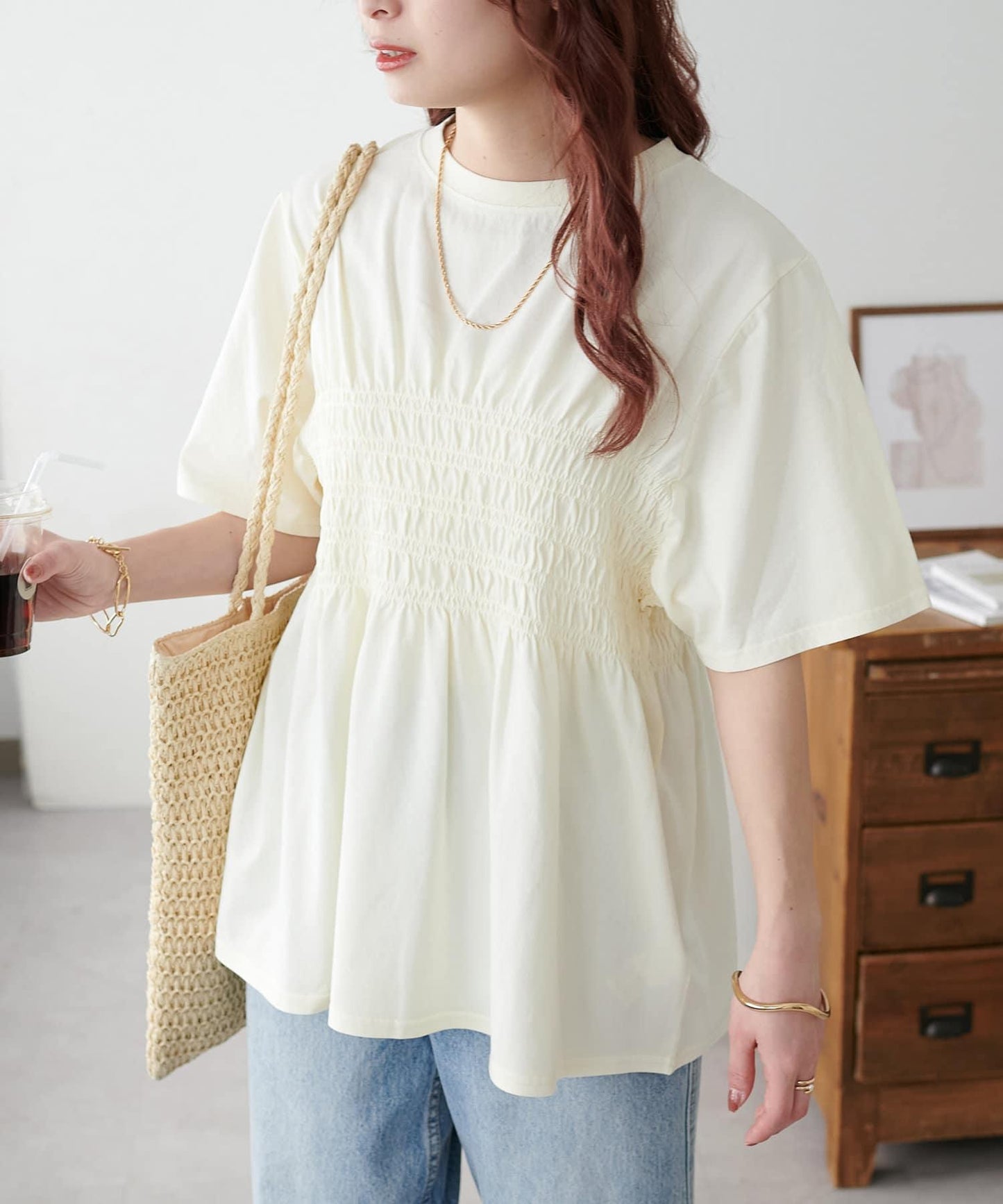 Discoat 水洗做舊抽褶設計T恤