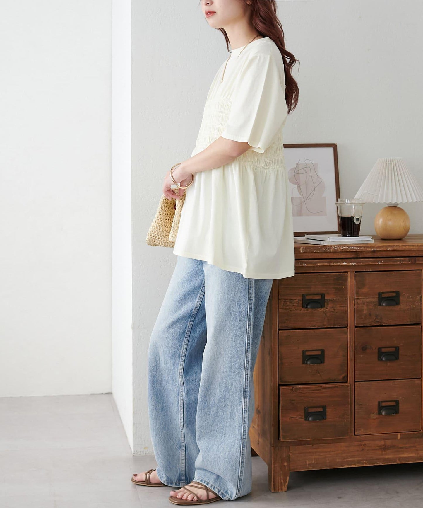 Discoat 水洗做舊抽褶設計T恤