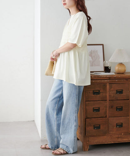 Discoat 水洗做舊抽褶設計T恤