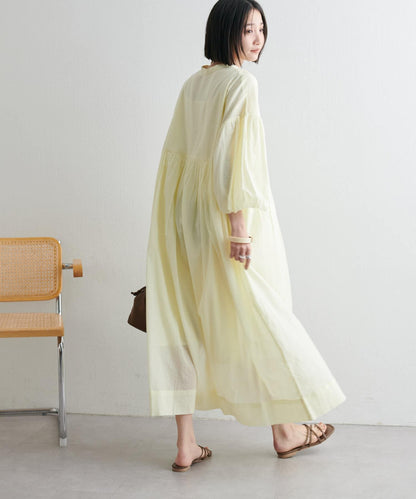 Discoat India 氣球袖拼接褶皺連衣裙