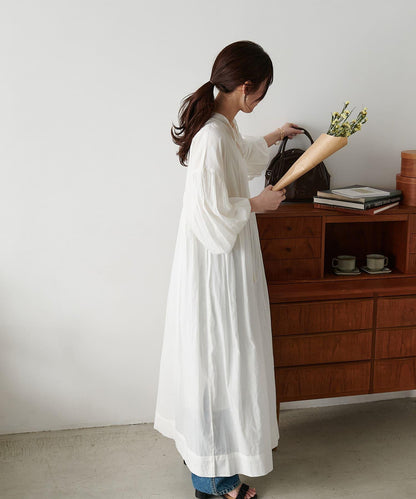 Discoat India 氣球袖拼接褶皺連衣裙