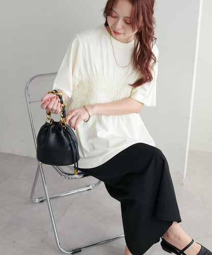 Discoat 水洗做舊抽褶設計T恤