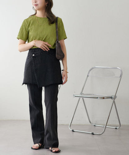 立體提花 五分袖 上衣