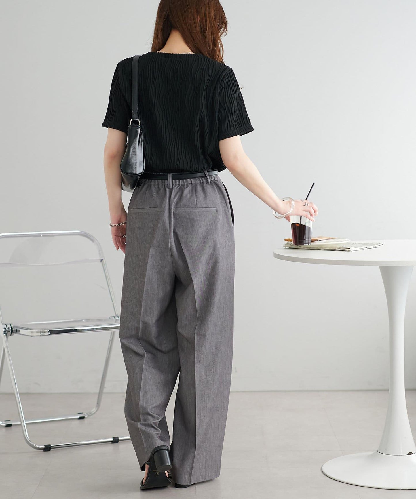 立體提花 五分袖 上衣