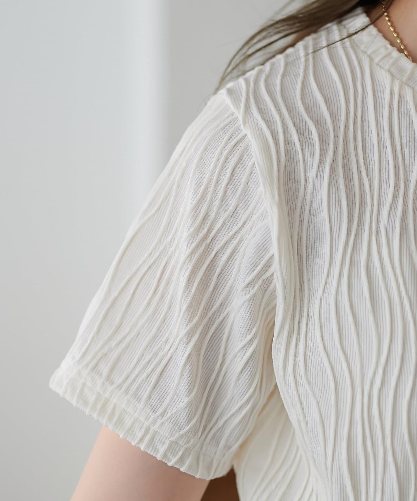 立體提花 五分袖 上衣