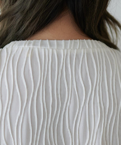 立體提花 五分袖 上衣