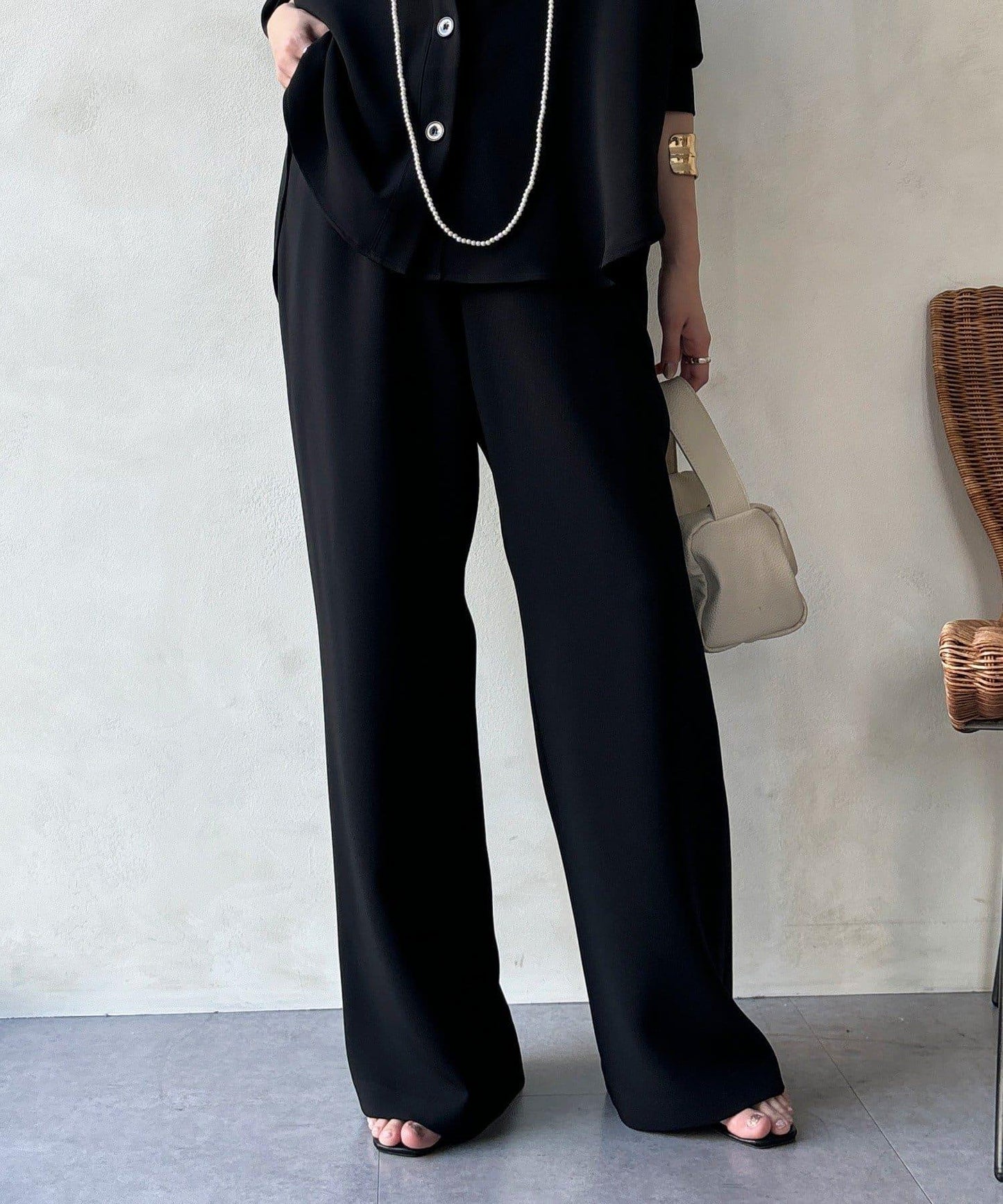 網絡 可成套搭配 半闊腿喇叭 褲子