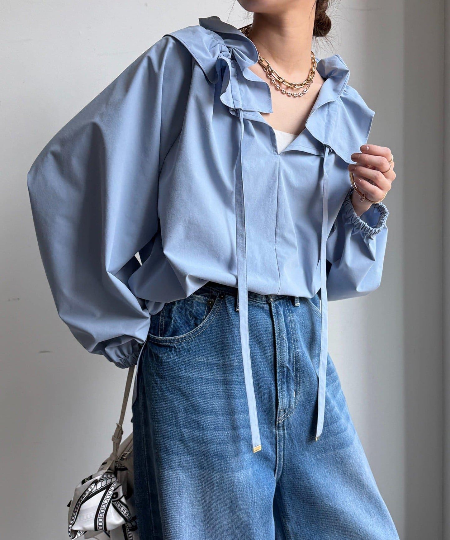 雙層荷葉邊領 襯衫
