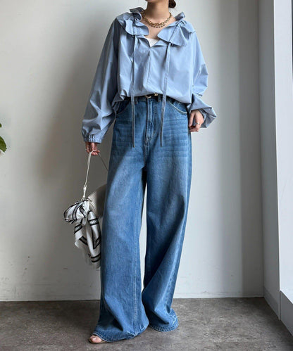 雙層荷葉邊領 襯衫