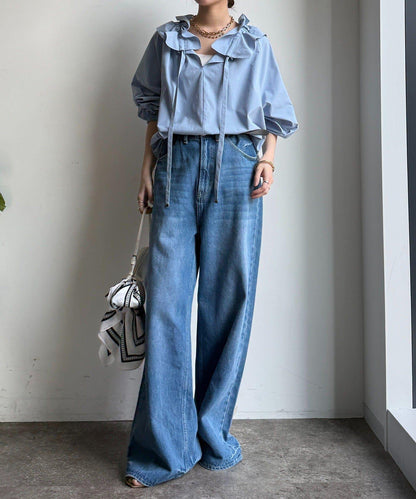 雙層荷葉邊領 襯衫