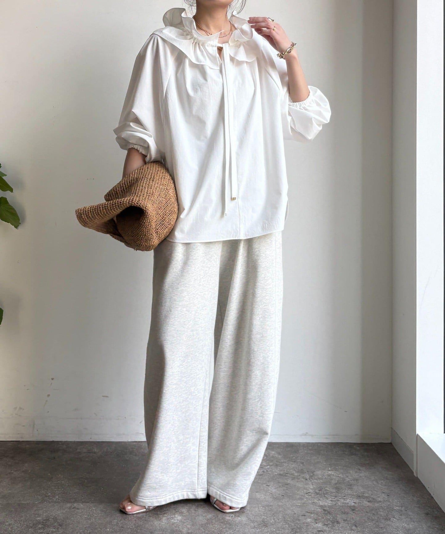 雙層荷葉邊領 襯衫