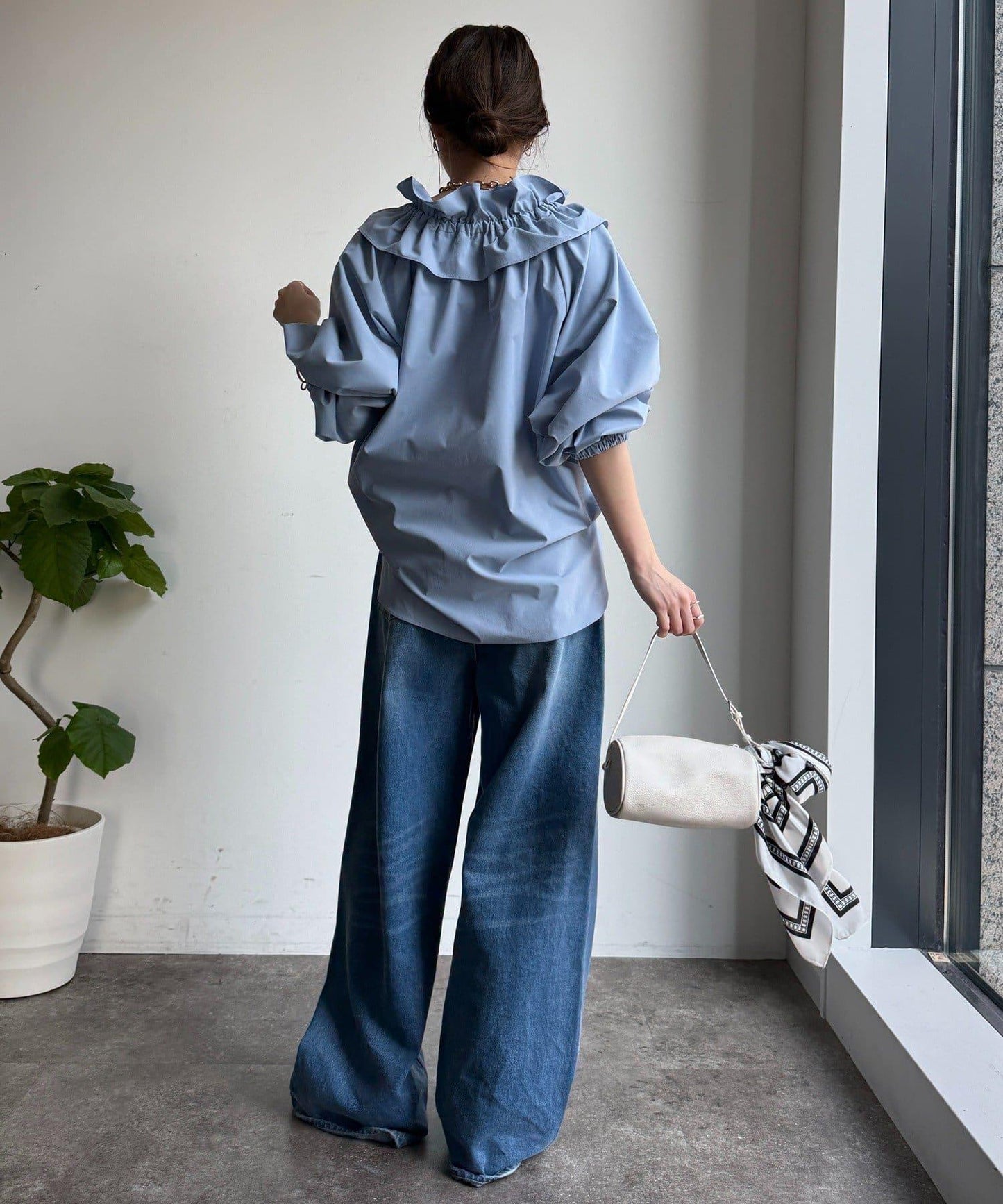 雙層荷葉邊領 襯衫