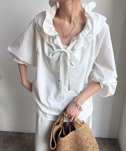 雙層荷葉邊領 襯衫