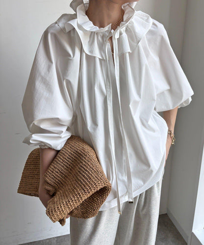 雙層荷葉邊領 襯衫