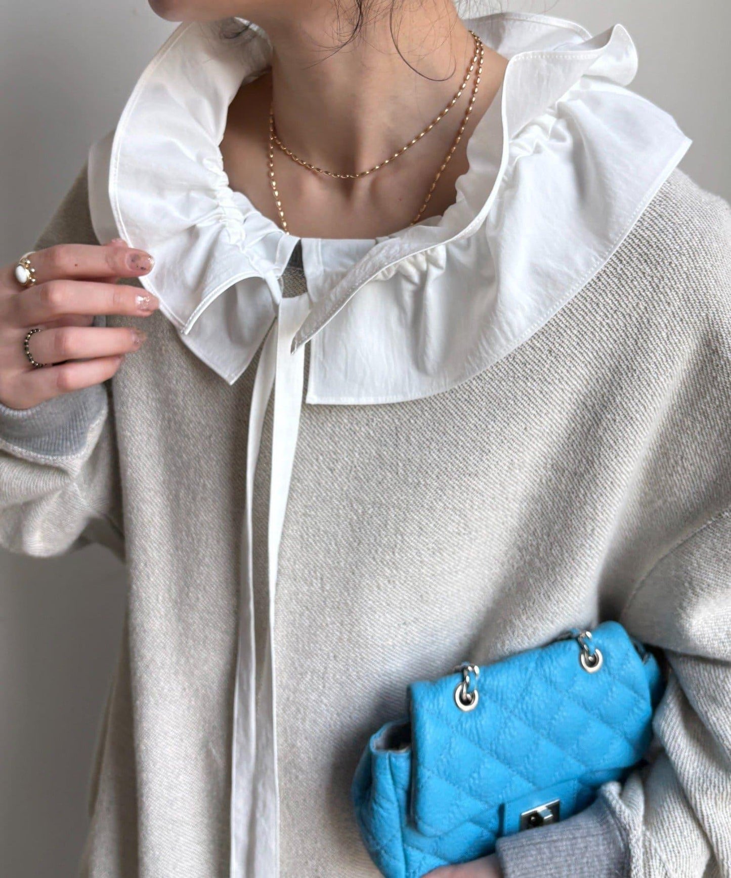 雙層荷葉邊領 襯衫