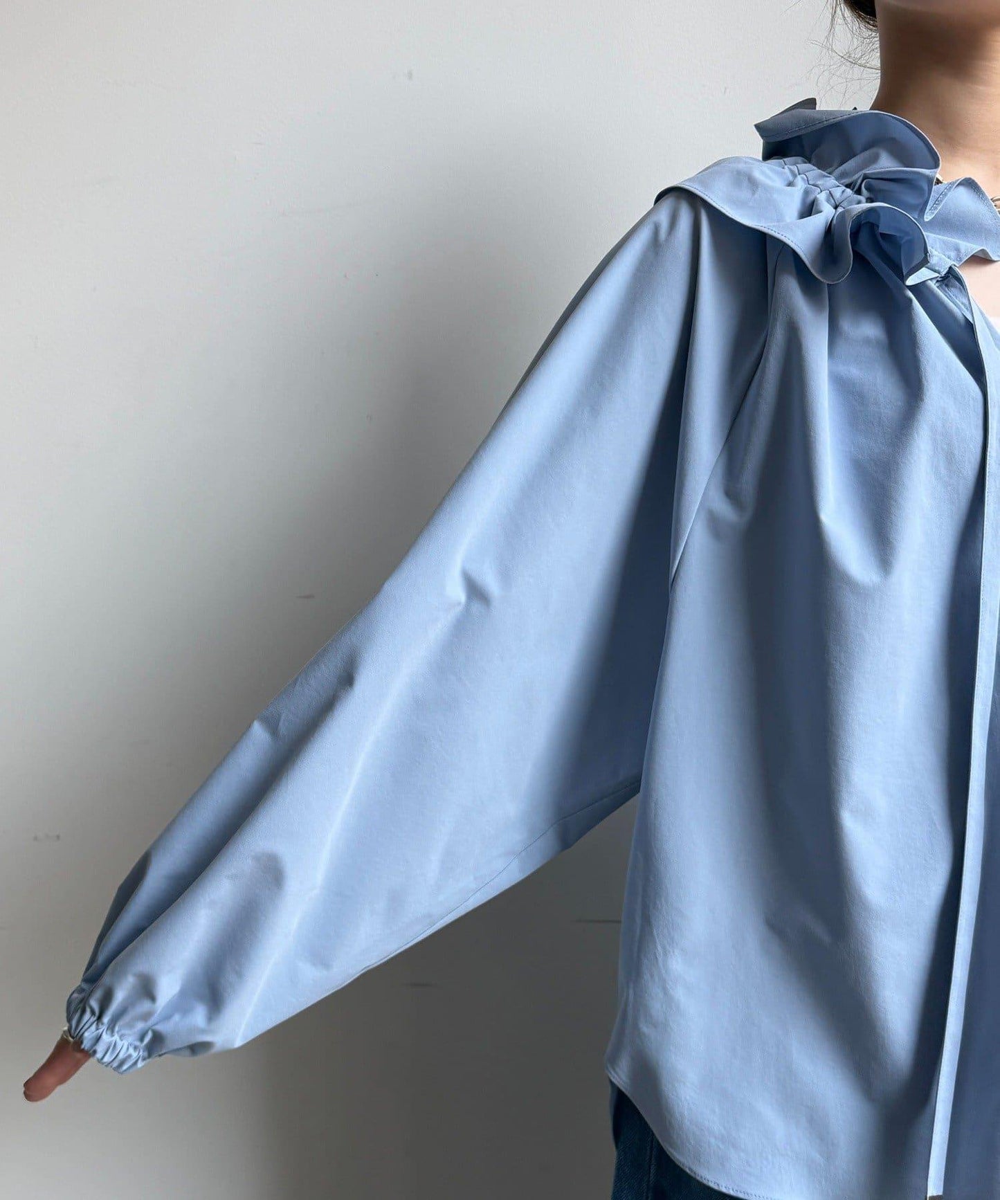 雙層荷葉邊領 襯衫