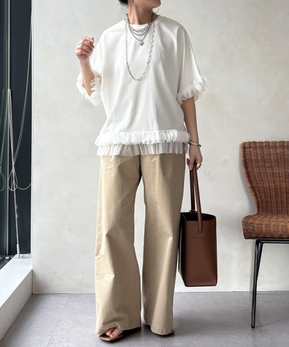 拼接荷葉邊上衣