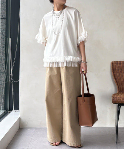 拼接荷葉邊上衣