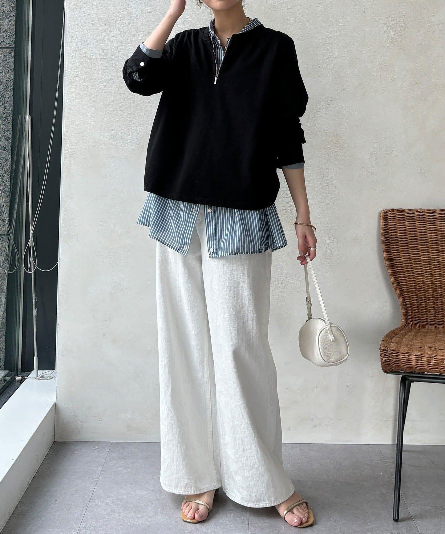 側抽繩 半拉鍊 套頭上衣（網絡）