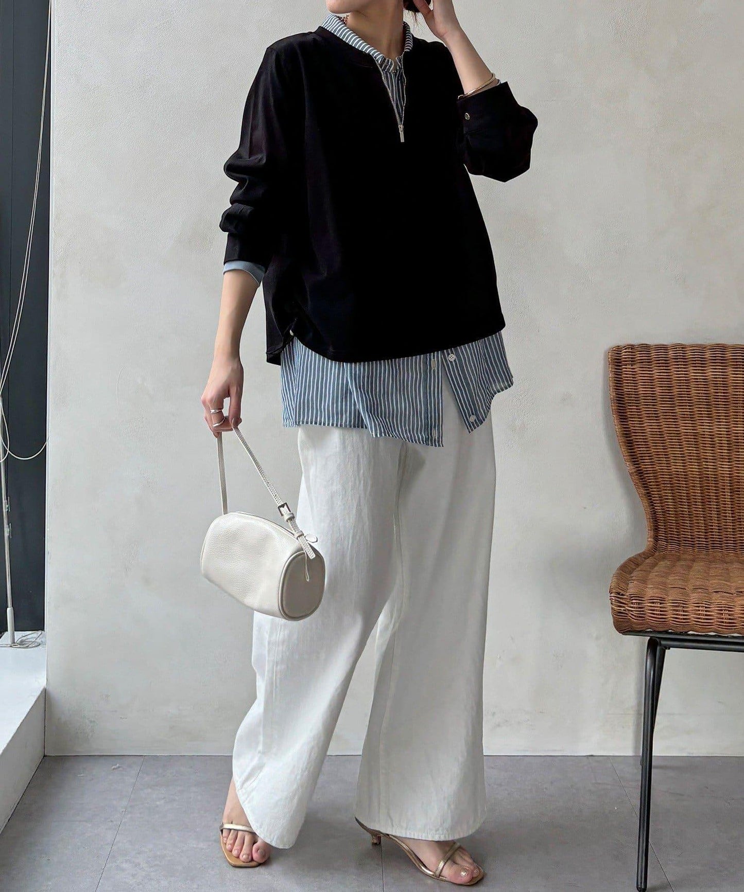 側抽繩 半拉鍊 套頭上衣（網絡）