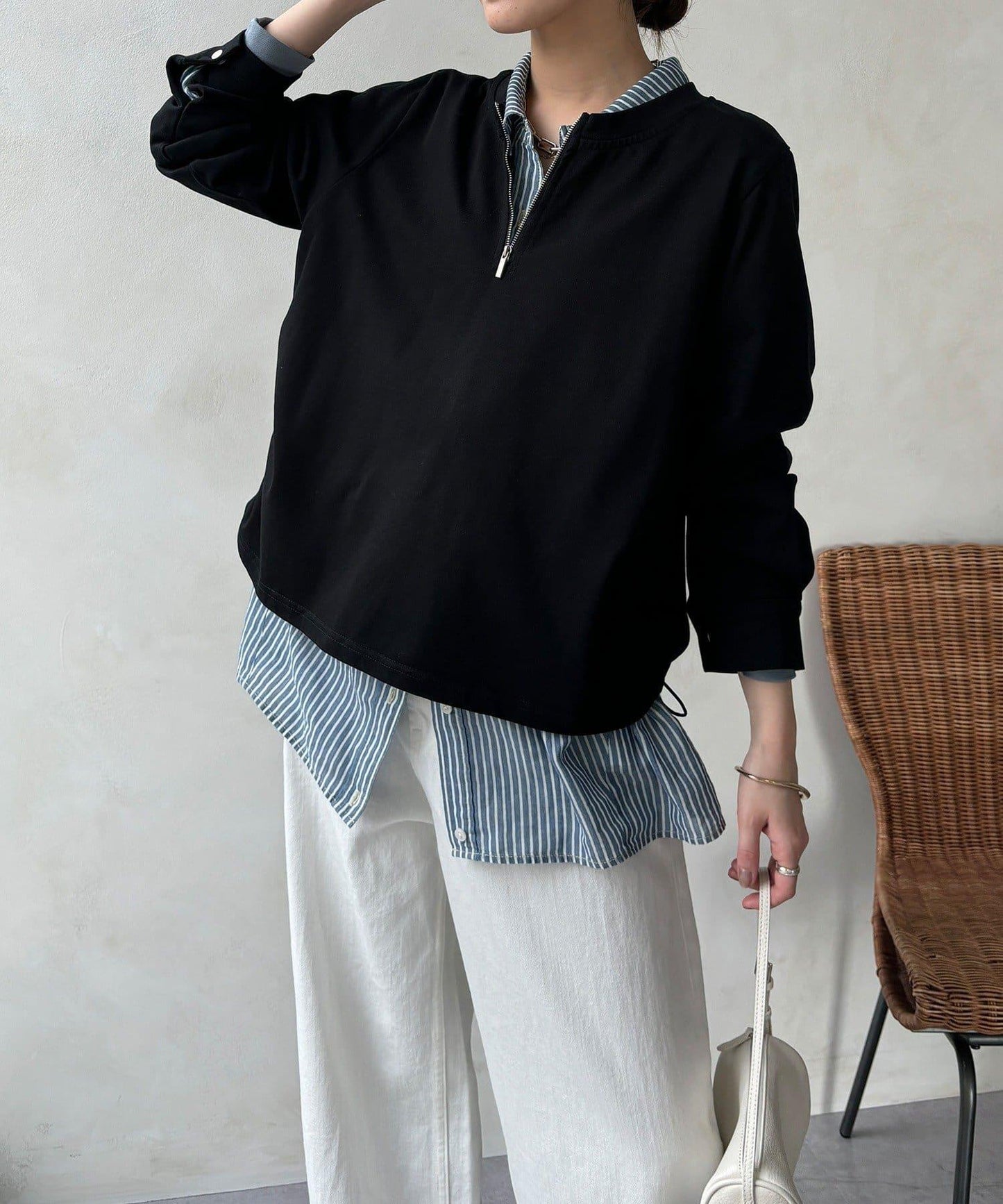 側抽繩 半拉鍊 套頭上衣（網絡）