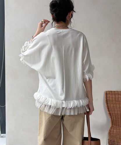 拼接荷葉邊上衣