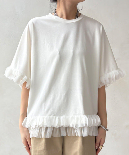 拼接荷葉邊上衣