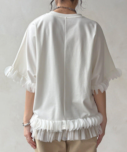 拼接荷葉邊上衣