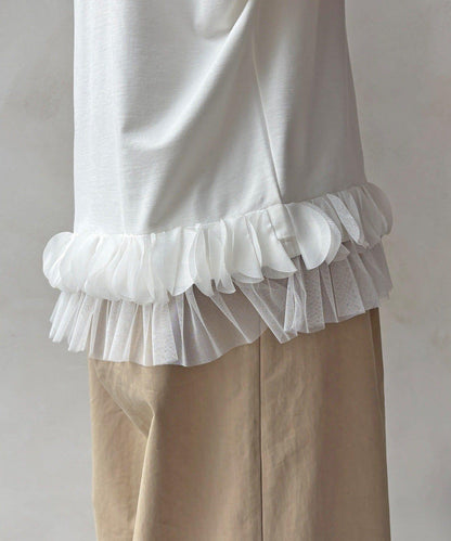 拼接荷葉邊上衣