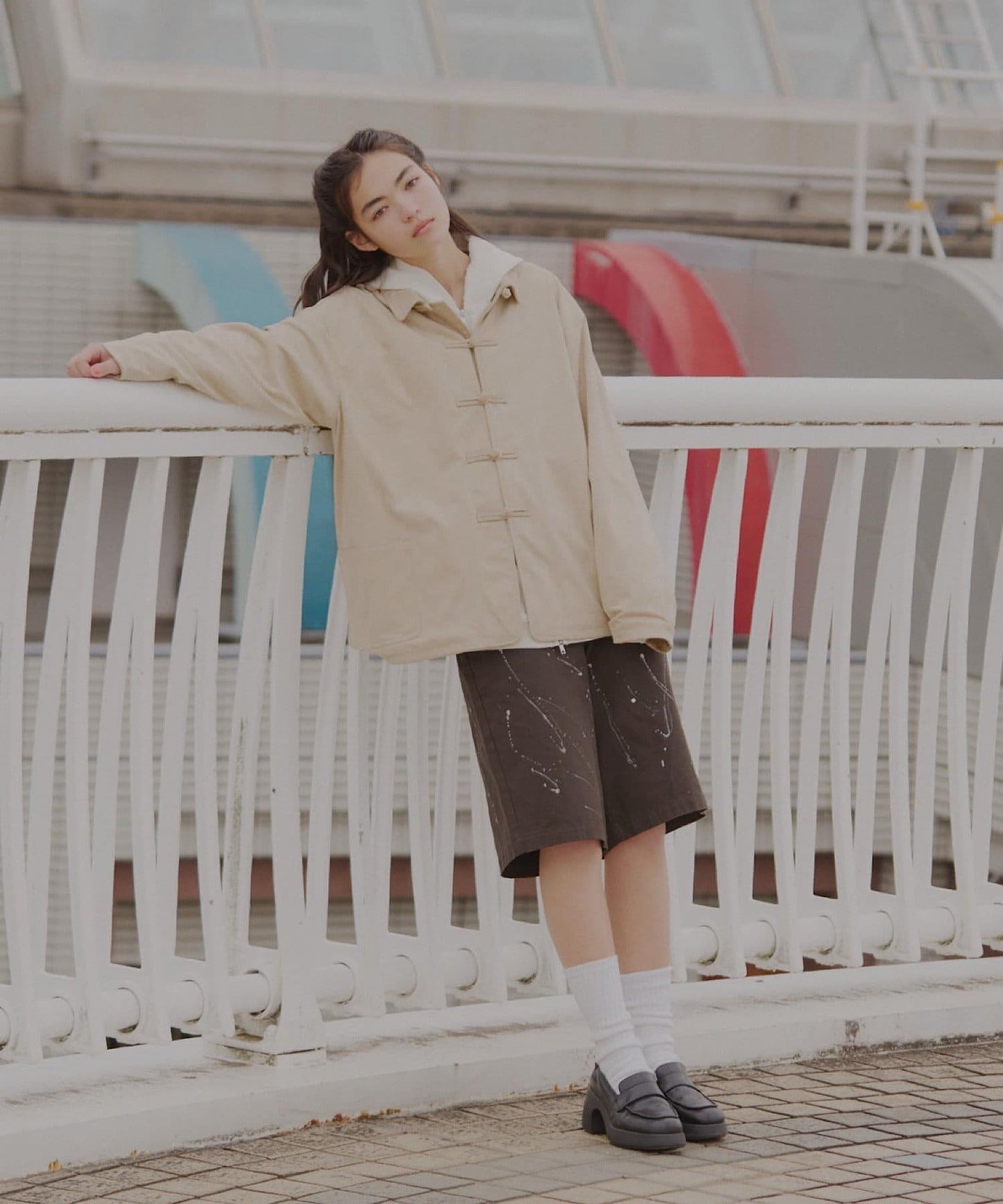 Kastane 手繪棉斜紋休閒短褲