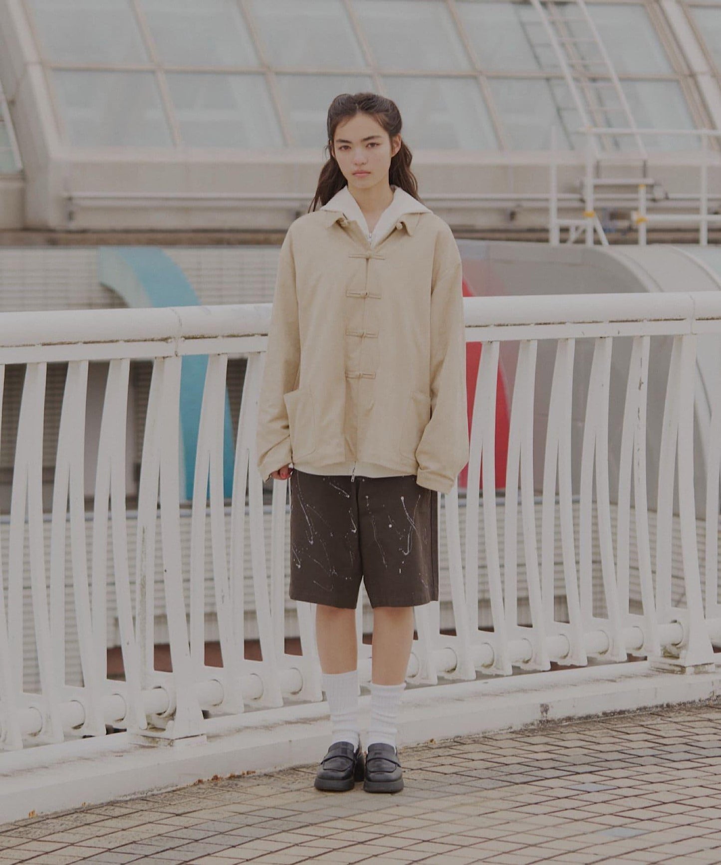 Kastane 手繪棉斜紋休閒短褲