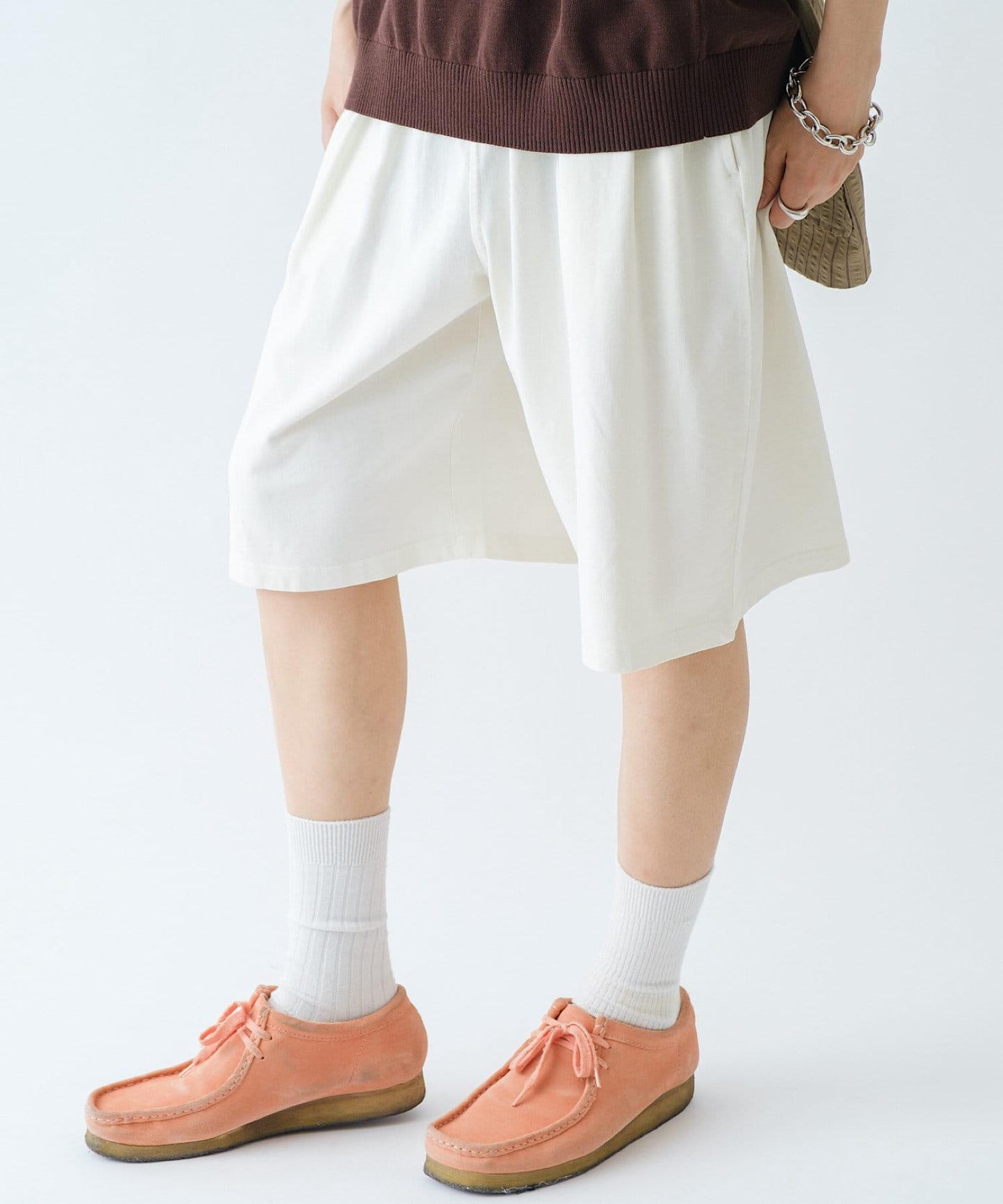 顏料染 寬鬆 針織 休閒短褲