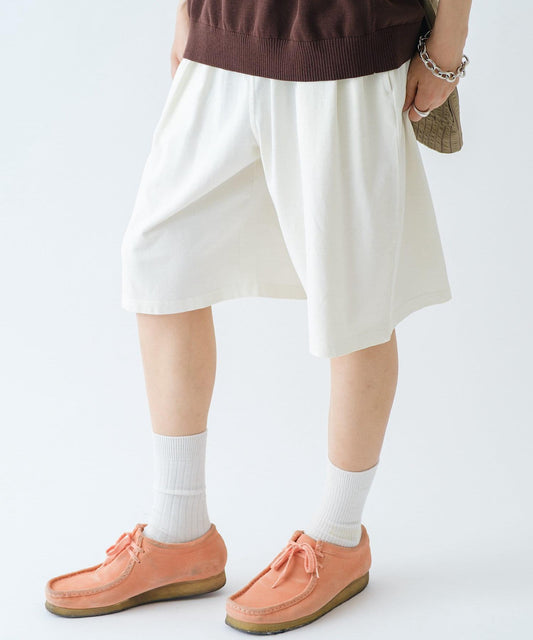 顏料染 寬鬆 針織 休閒短褲