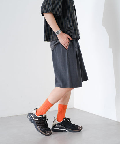 顏料染 寬鬆 針織 休閒短褲