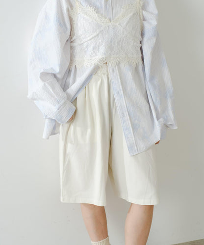 顏料染 寬鬆 針織 休閒短褲