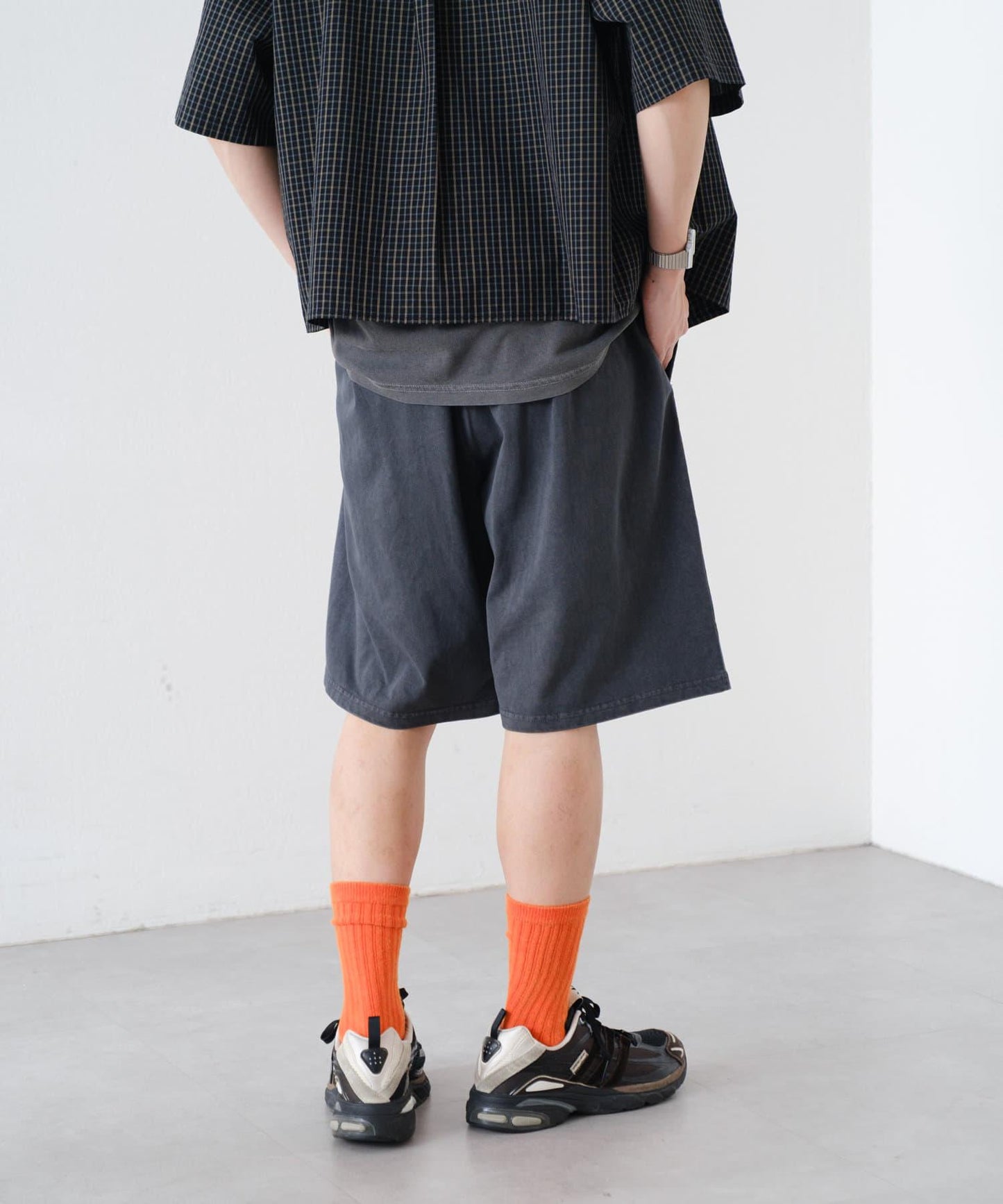 顏料染 寬鬆 針織 休閒短褲