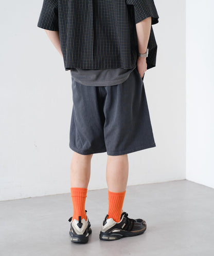 顏料染 寬鬆 針織 休閒短褲