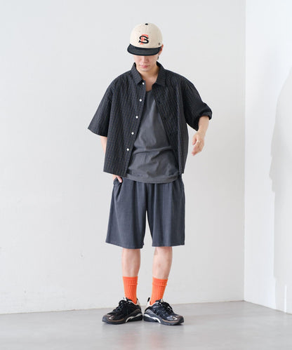 顏料染 寬鬆 針織 休閒短褲