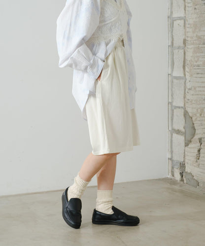 顏料染 寬鬆 針織 休閒短褲