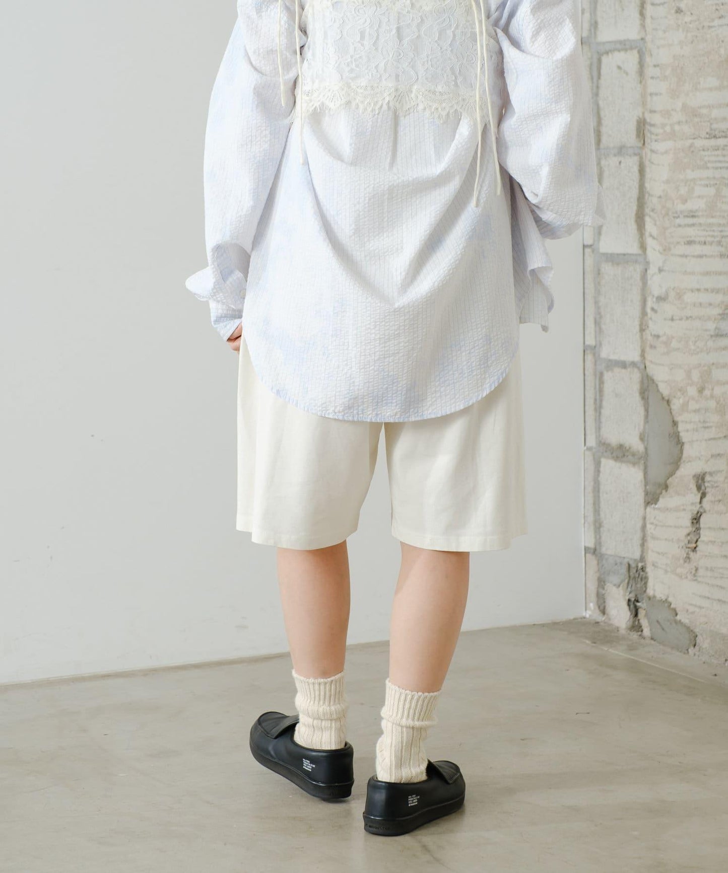 顏料染 寬鬆 針織 休閒短褲