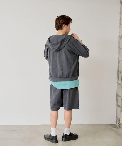 顏料染 寬鬆 針織 休閒短褲