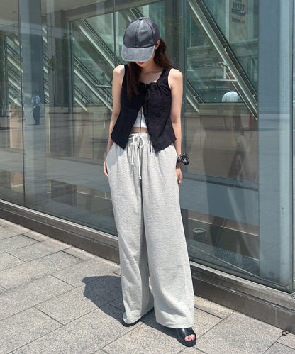 彈力泡泡紗休閒褲