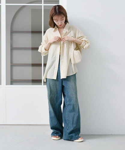 格紋後蝴蝶結襯衫