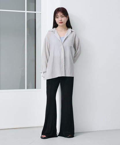 格紋後蝴蝶結襯衫