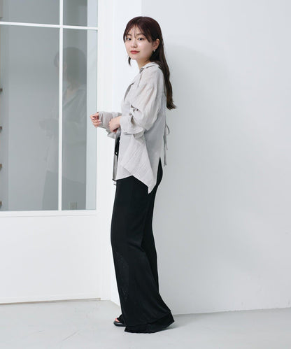 格紋後蝴蝶結襯衫