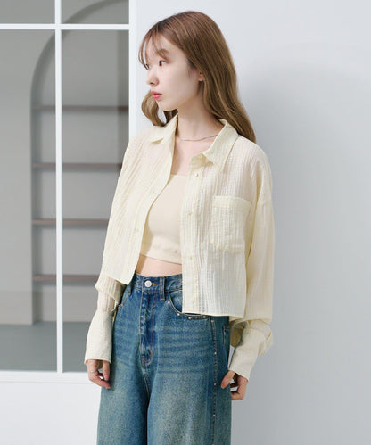 格紋後蝴蝶結襯衫