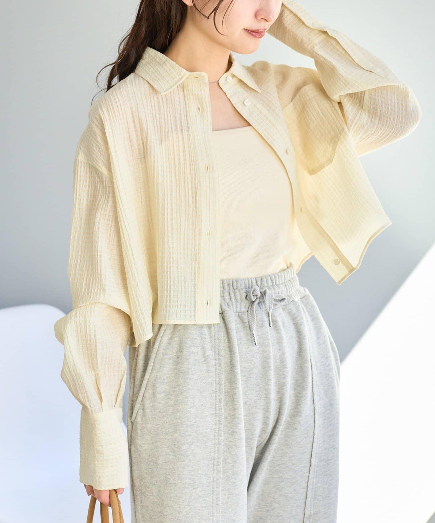 格紋後蝴蝶結襯衫