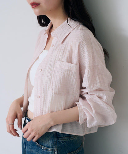 格紋後蝴蝶結襯衫