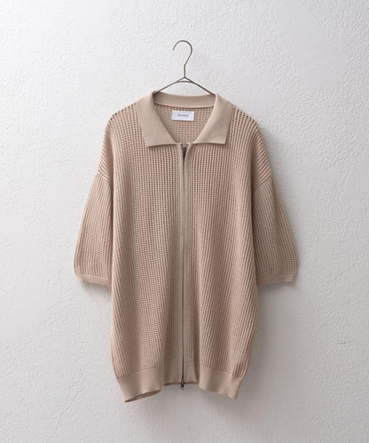 雙拉鍊網眼針織襯衫